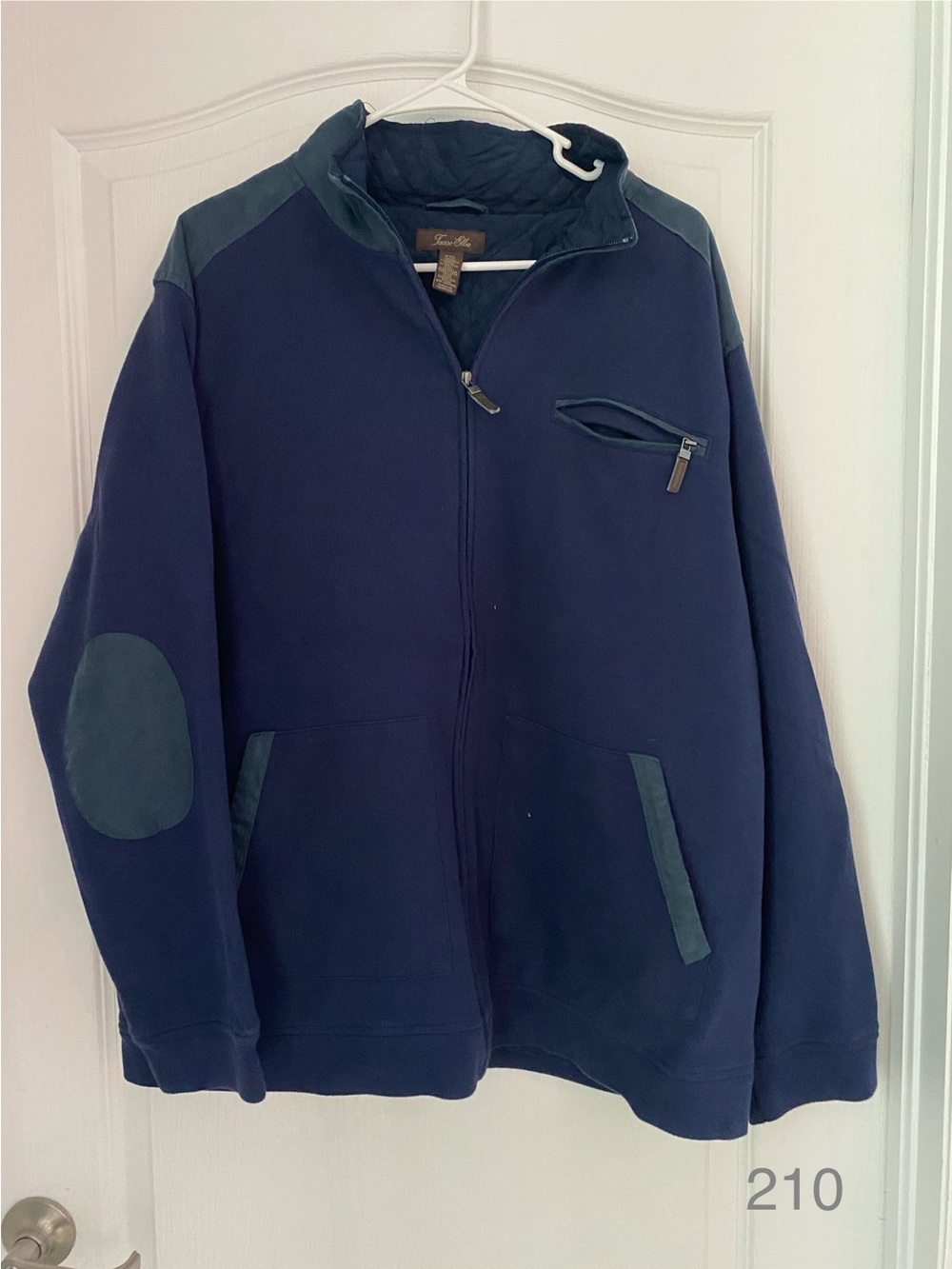Tasso Elba Navy Zip-Up Fleece Jacket
